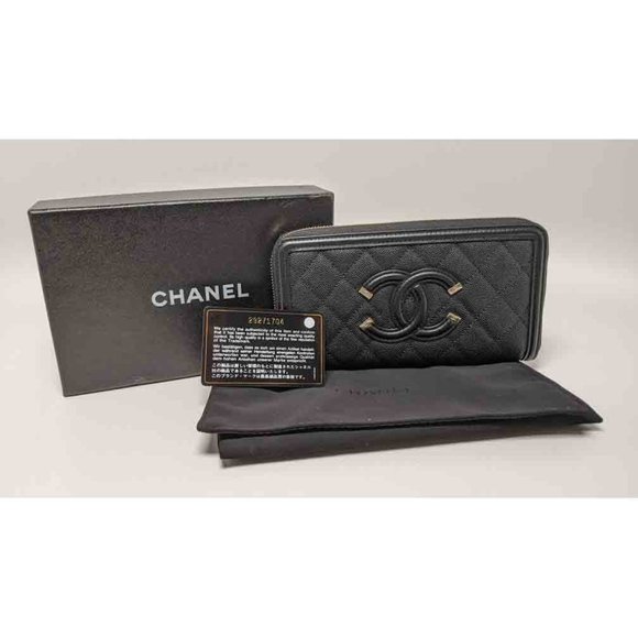 SOLD Chanel Black Filigree Zip Around Wallet - Picture 5 of 5